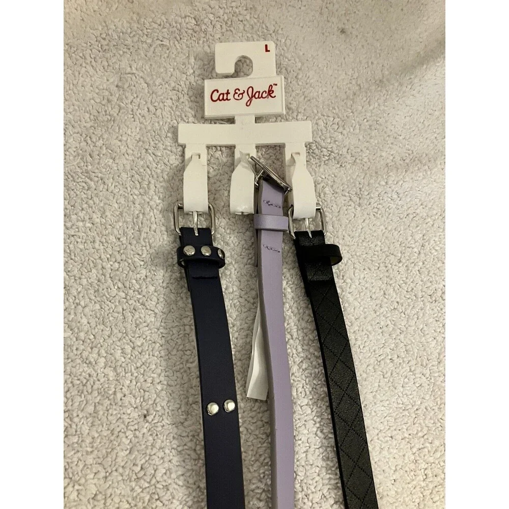 Cat & Jack Girls 3-Pack Multicolor Belts - Size Large Back to School Attire